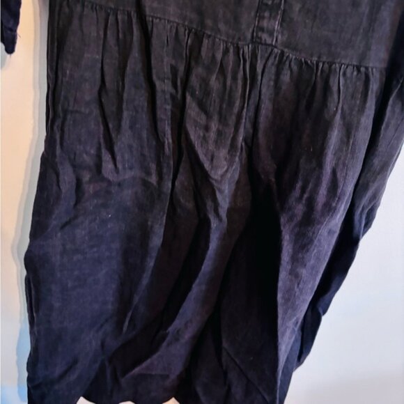 Pyne & Smith 100% linen medium length sleeves with half button front dark blue - Picture 3 of 5